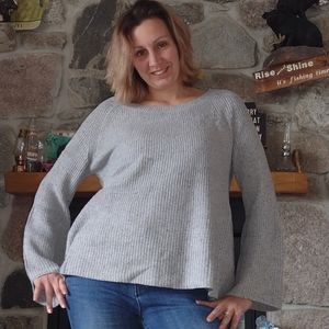Beautiful Grey Soft Knit Bell Sweater. Boutique Style. I have 2 s/m 2 m/l.